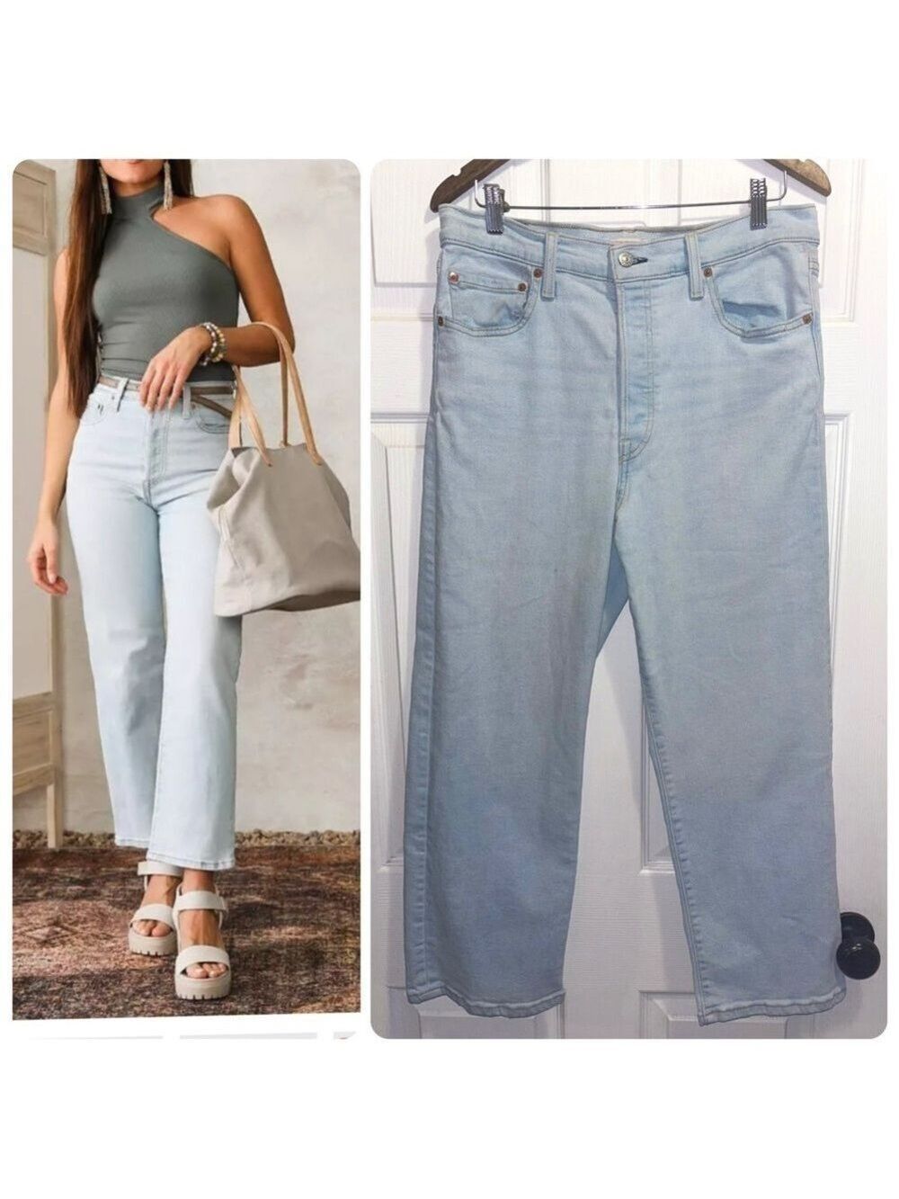 LEVI'S Ribcage Straight Ankle High Waist Jeans Fall Storm Blue Size 31